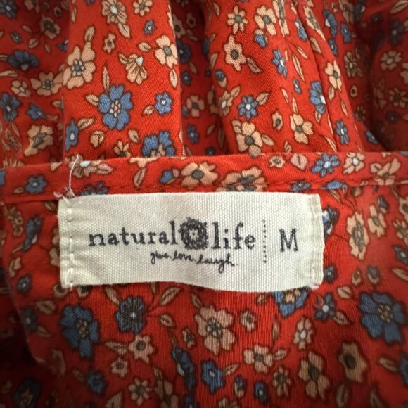 Natural Life romper playsuit womens size Medium red floral wide leg jumpsuit - Picture 7 of 9